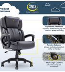 Serta - Garret Bonded Leather Executive Office Chair with Premium Cushioning - Space Gray