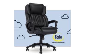 Serta - Garret Bonded Leather Executive Office Chair with Premium Cushioning - Space Black