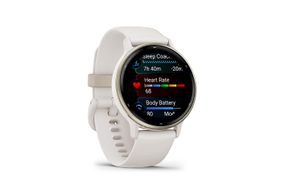 Garmin - vvoactive 5 GPS Smartwatch 42 mm Fiber-reinforced polymer - Gold Aluminum and Ivory