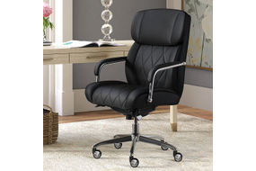 La-Z-Boy - Comfort and Beauty Sutherland Diamond-Quilted Bonded Leather Office Chair - Midnight Bla