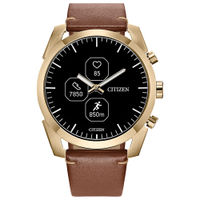 Citizen - CZ Smart Unisex Hybrid 42.5mm Goldtone IP Stainless Steel Smartwatch with Brown Leather S