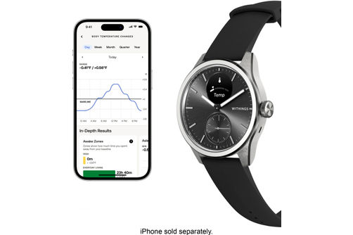 Withings - ScanWatch 2 - Heart Health Hybrid Smartwatch - 42mm - Black/Silver