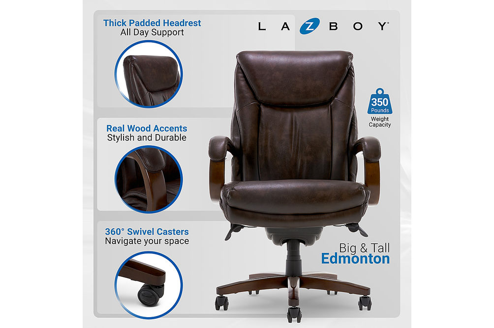 La-Z-Boy - Big & Tall Bonded Leather Executive Chair - Coffee Brown