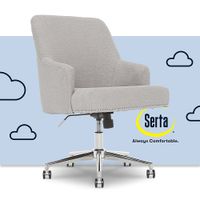 Serta - Leighton Modern Upholstered Home Office Chair with Memory Foam - Cloud Gray - Woven Fabric