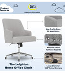 Serta - Leighton Modern Upholstered Home Office Chair with Memory Foam - Cloud Gray - Woven Fabric