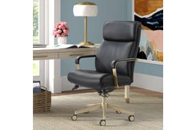 La-Z-Boy - Modern Melrose Executive Office Chair with Brass Finish - Black