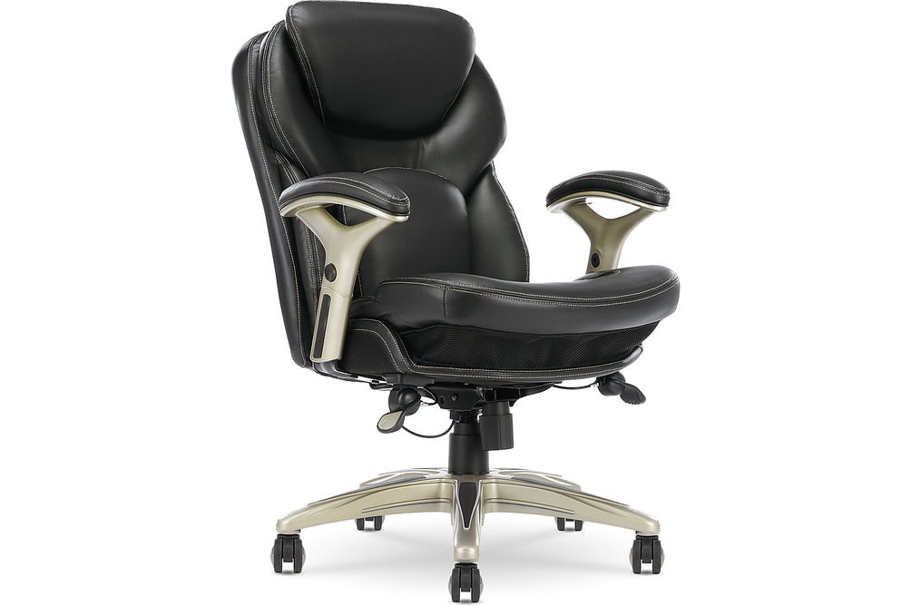 Serta - Upholstered Back in Motion Health & Wellness Manager Office Chair - Bonded Leather - Black