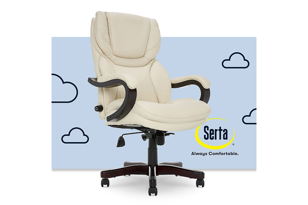 Serta - Conway Big and Tall Bonded Leather Bentwood Executive Chair - Ivory