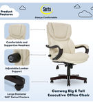 Serta - Conway Big and Tall Bonded Leather Bentwood Executive Chair - Ivory