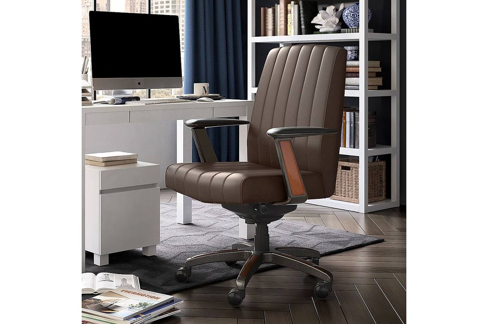 La-Z-Boy - Bennett Bonded Leather Executive High-Back Ergonomic Office Chair - Brown