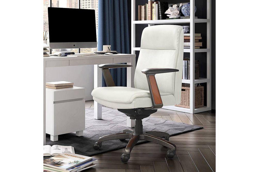 La-Z-Boy - Dawson Faux Leather and Wood Frame Executive Chair - White