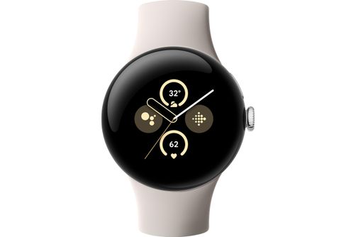 Google - Pixel Watch 2 Polished Silver Aluminum Case Smartwatch with Porcelain Active Band Wi-Fi -