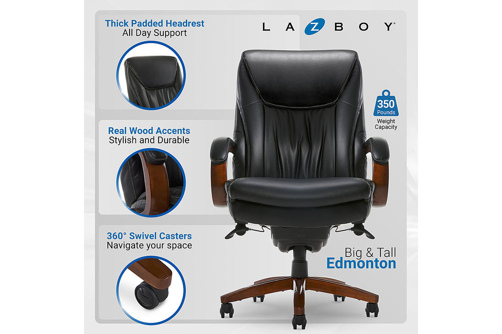 La-Z-Boy - Big & Tall Bonded Leather Executive Chair - Black