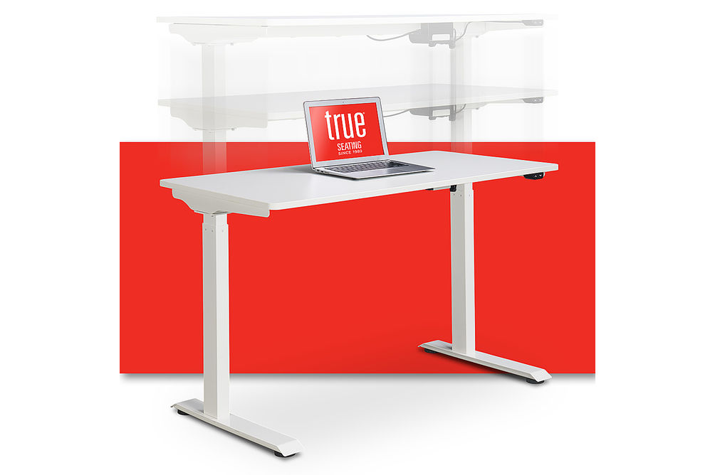 True Seating - Ergo Electric Height Adjustable Standing Desk - White