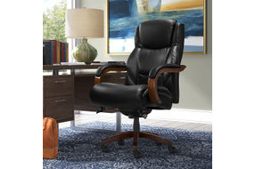 La-Z-Boy - Delano Big & Tall Bonded Leather Executive Chair - Jet Black/Mahogany