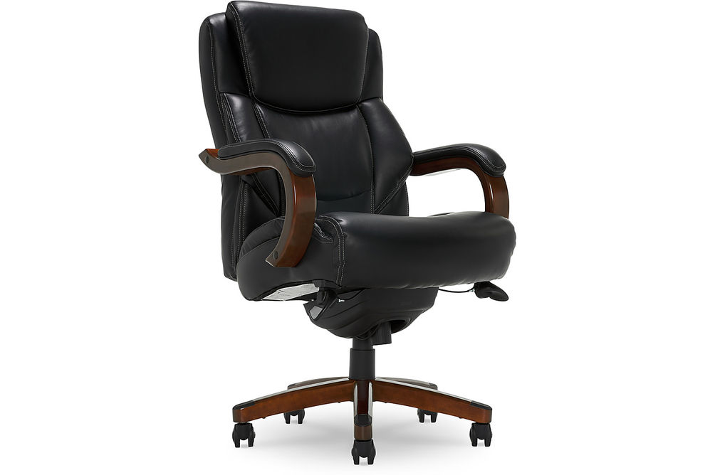 La-Z-Boy - Delano Big & Tall Bonded Leather Executive Chair - Jet Black/Mahogany