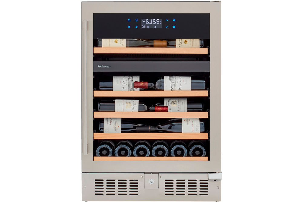 Wine Enthusiast - SommSeries2 46 Bottle Dual Zone with VinoView Display Shelving - Stainless Steel