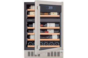 Wine Enthusiast - SommSeries2 46 Bottle Dual Zone with VinoView Display Shelving - Stainless Steel