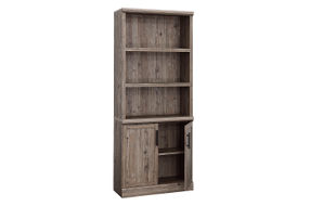 Sauder - Aspen Post 5-Shelf Library Bookcase w/ Doors - Pebble Pine