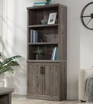 Sauder - Aspen Post 5-Shelf Library Bookcase w/ Doors - Pebble Pine