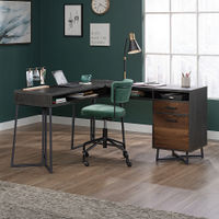 Sauder - Canton Lane L-Shaped Metal Base Computer Desk - Brew Oak