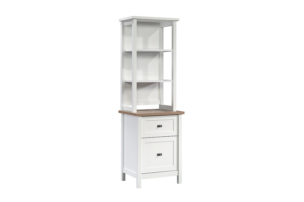 Sauder - Cottage Road Storage Tower Cabinet w/File Drawers - White