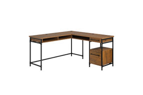 Sauder - Iron City L Desk Checked Oak - SGS Mixed Mat Checked Oak