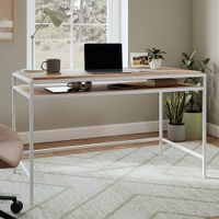 Sauder - Nova Loft Metal Frame Writing Desk with Shelf - Kiln Acacia