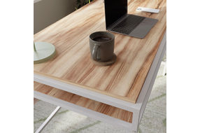 Sauder - Nova Loft Metal Frame Writing Desk with Shelf - Kiln Acacia