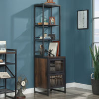 Sauder - Briarbrook Tall Narrow Bookcase w/ File Drawer - Barrel Oak