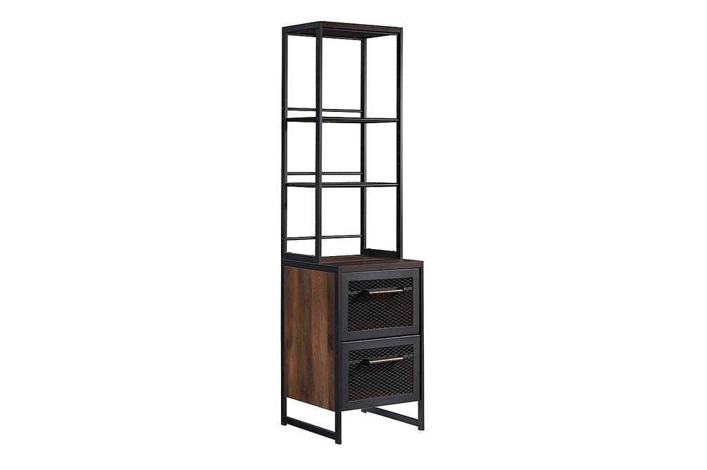 Sauder - Briarbrook Tall Narrow Bookcase w/ File Drawer - Barrel Oak