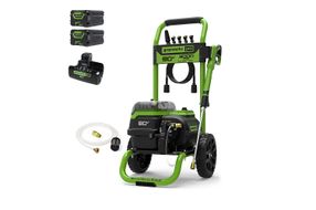 Greenworks 80V 3000 PSI Pressure Washer with Two (2) 4.0Ah Batteries & Dual-Port Rapid Charger - Bl