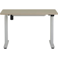 Steelcase - AMQ Sit-to-Stand Desk - White Base Light Oak Top