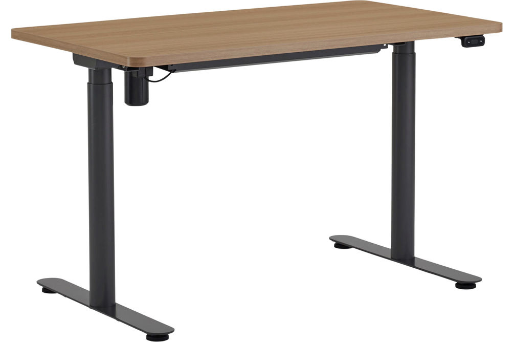 Steelcase - AMQ Sit-to-Stand Desk - Merele Base Dark Oak Top