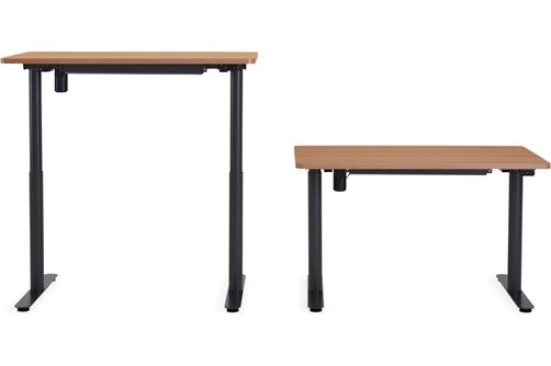 Steelcase - AMQ Sit-to-Stand Desk - Merele Base Dark Oak Top