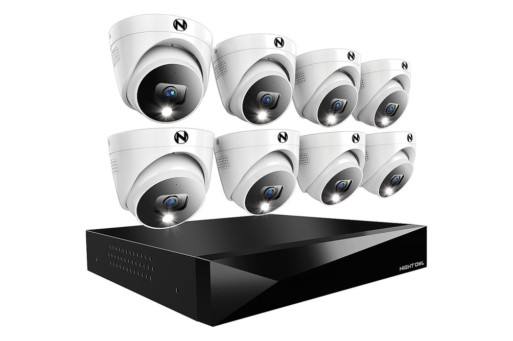 Night Owl - 12-Channel, 8-Camera Dome Indoor/Outdoor Wired 2K 2TB DVR Security System with 2-Way Au