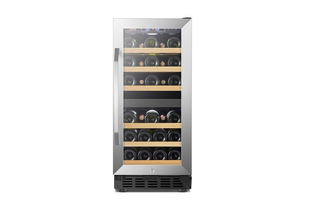 Lanbo - 15 Inch width 26 Bottle Dual Zone Compressor Freestanding/Built-In Wine Fridge with Recesse