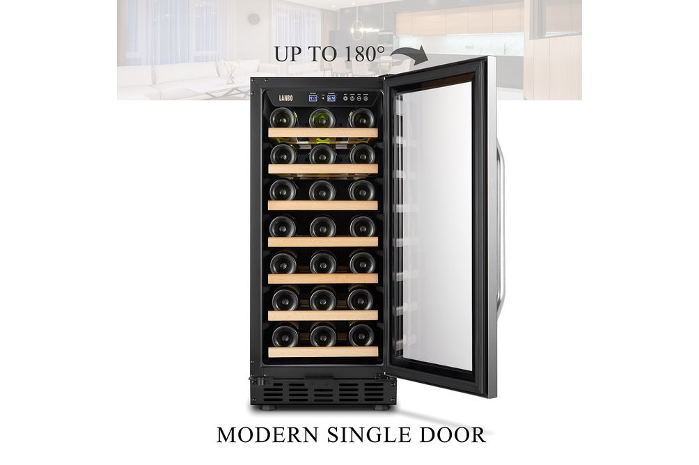 Lanbo - 15 Inch 31 Bottle Built-in or Freestanding Wine Cooler with Digital Temperature Control and