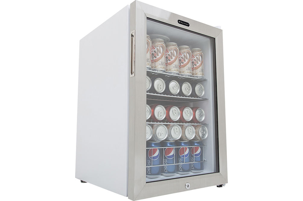 Whynter - 90-Can Beverage Refrigerator - White cabinet with stainless steel trim