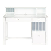 Walker Edison - 48" Wood Home Office Storage Computer Desk with Hutch - White