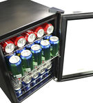 NewAir - 90-Can Freestanding Beverage Fridge, Compact with Adjustable Shelves and Lock - Stainless