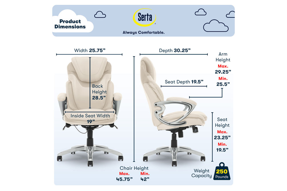 Serta - Bryce Bonded Leather Executive Office Chair - Cream