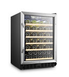 Lanbo - 24 Inch 51 Bottle Stainless Steel Single Zone Wine Fridge with Beech Wood Shelves and Doubl