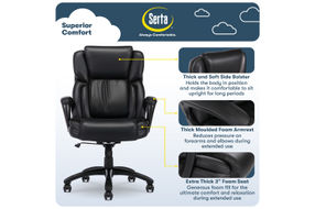 Serta - Garret Bonded Leather Executive Office Chair with Premium Cushioning - Space Black
