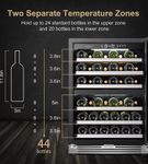 LanboPro - 24 in. 44 Bottle Seamless Stainless Steel Dual Zone Wine Precision Temperature Controls