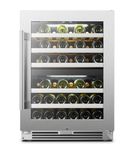 LanboPro - 24 in. 44 Bottle Seamless Stainless Steel Dual Zone Wine Precision Temperature Controls