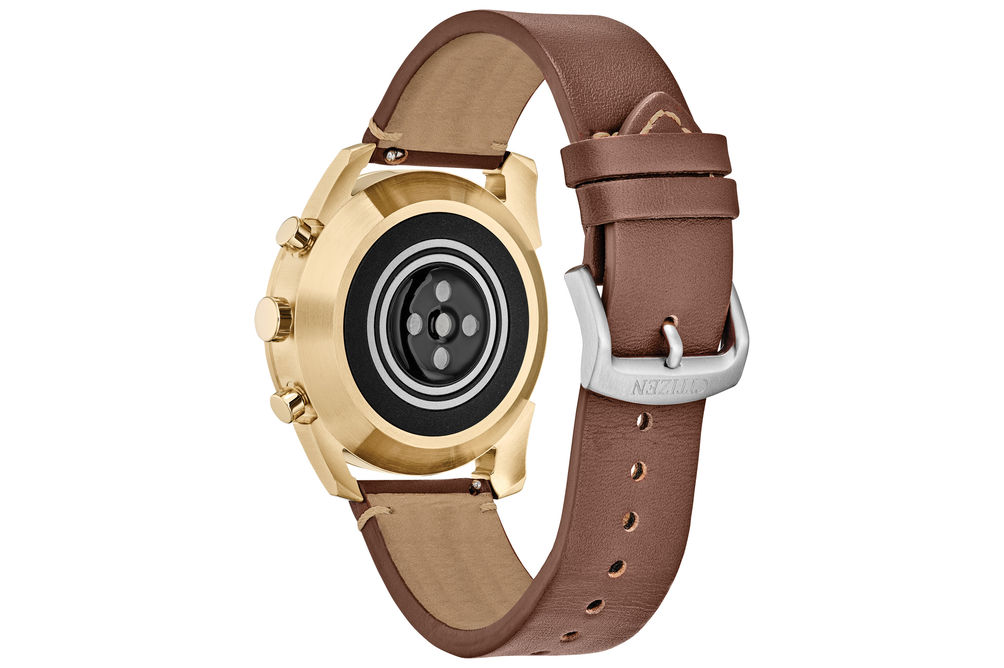 Citizen - CZ Smart Unisex Hybrid 42.5mm Goldtone IP Stainless Steel Smartwatch with Brown Leather S