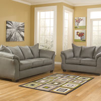 Signature Design by Ashley Darcy Cobblestone Sofa and Loveseat- Sample Room View