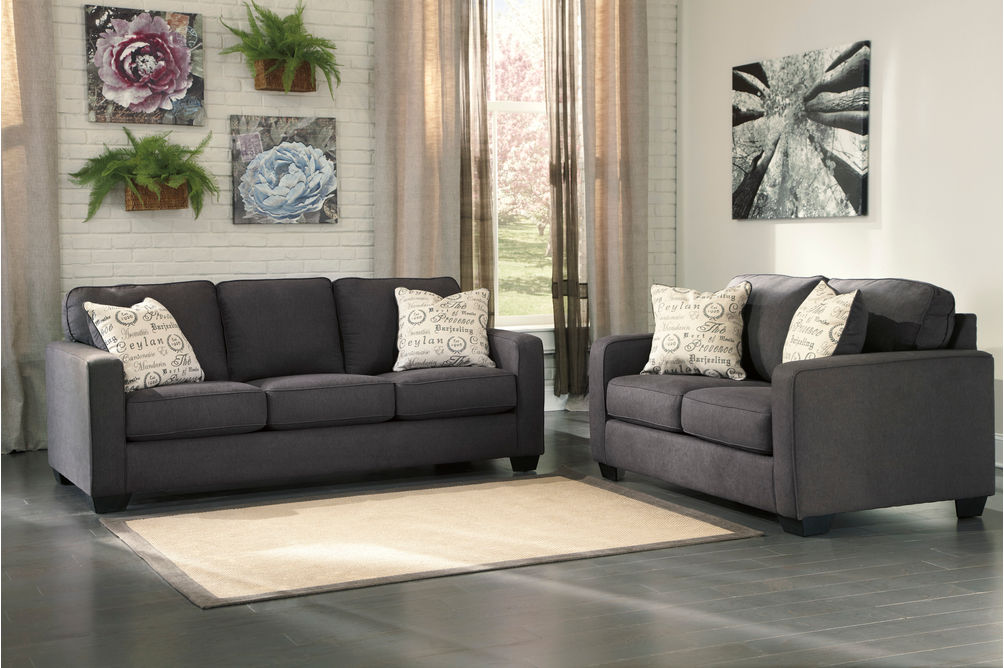 Signature Design by Ashley Alenya-Charcoal Sofa and Loveseat- Room View