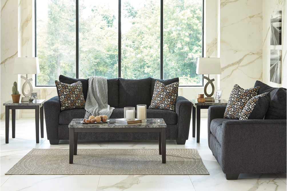 Benchcraft Wixon-Slate Sofa and Loveseat - Sample Room View